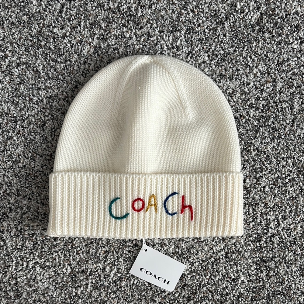 Coach Cream Beanie